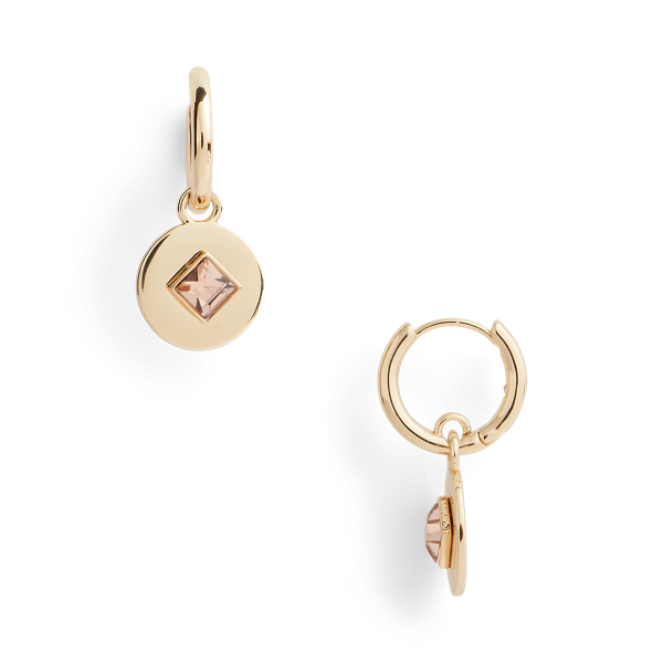 Gold Gold-Tone Stone Drop Huggie Earrings Lauren 2