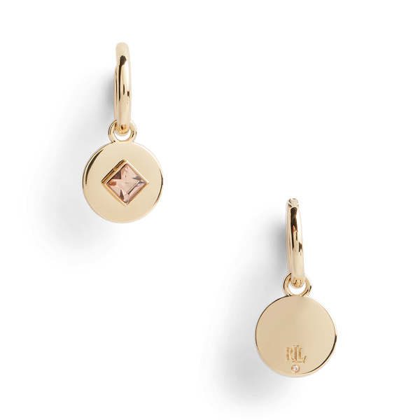 Gold Gold-Tone Stone Drop Huggie Earrings Lauren 3
