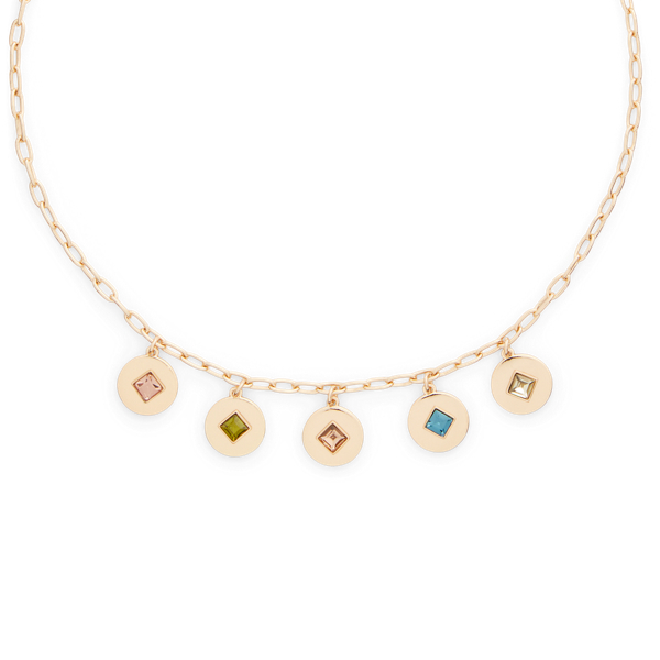 Gold Gold-Tone Bezel Stone Collar Necklace Lauren 2