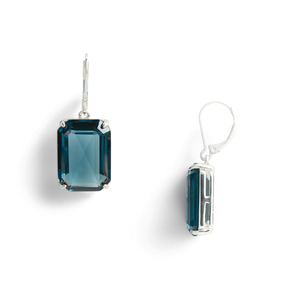 Blue Silver-Tone Stone Drop Earrings Lauren 2