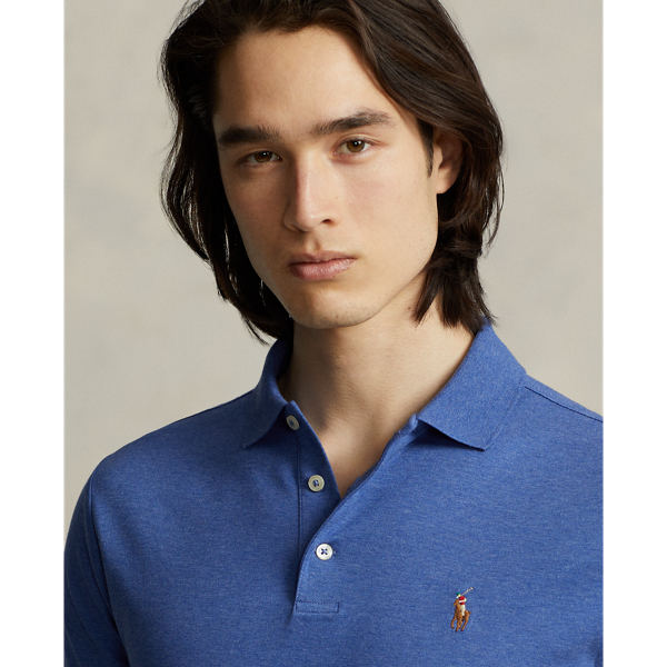 Custom-Slim-Fit Baumwoll-Poloshirt Polo Ralph Lauren in Royal verblichen meliert 6