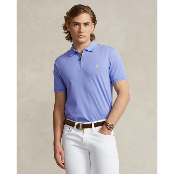 Custom Slim Stretch Mesh Zip Polo Shirt for Men Ralph Lauren UAE