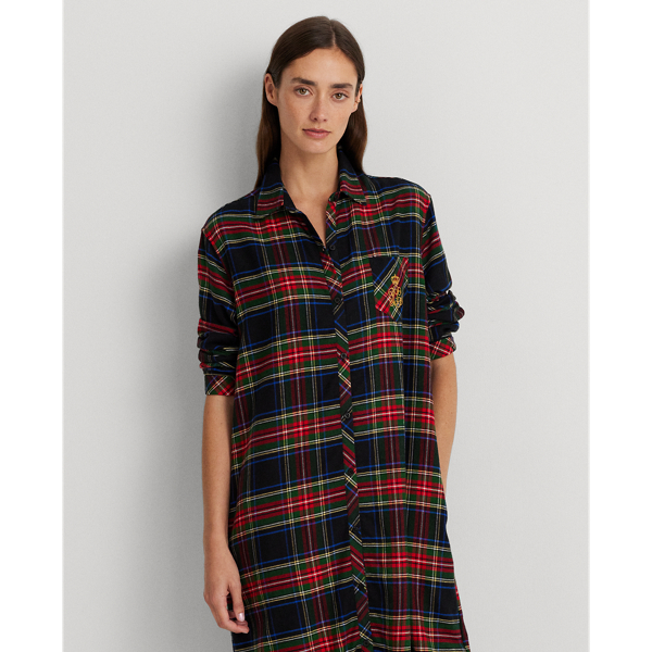 Black Plaid Plaid Brushed Twill Ballet Sleep Shirt Lauren 4