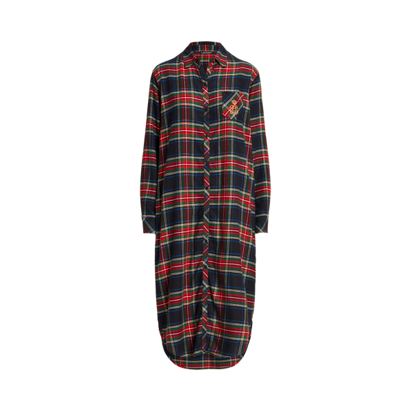Black Plaid Plaid Brushed Twill Ballet Sleep Shirt Lauren 2