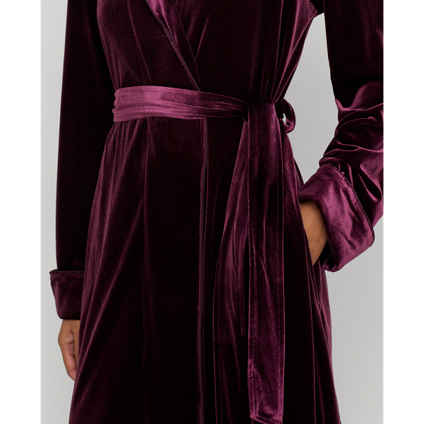 Burgundy Velvet Long Shawl-Collar Robe Lauren 7