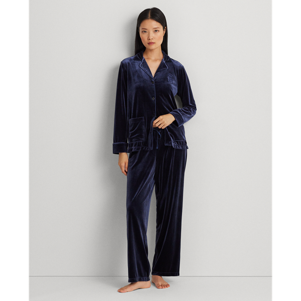 Midnight Blue Velvet Sleep Set Lauren 1