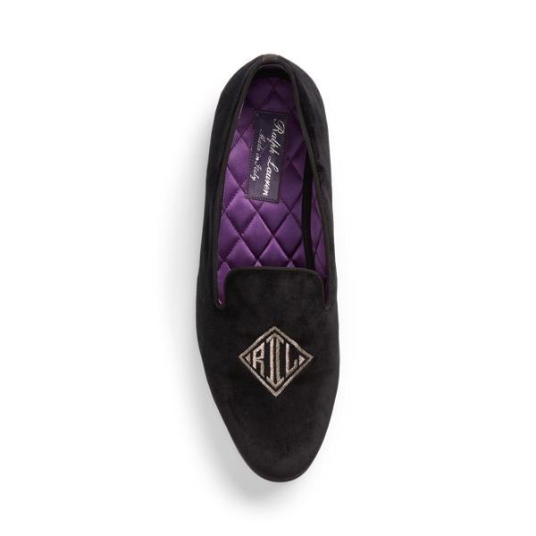 Monogrammed velvet slippers deals