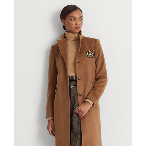 New Vicuna Crest-Patch Wool-Blend Coat Lauren Petite 4