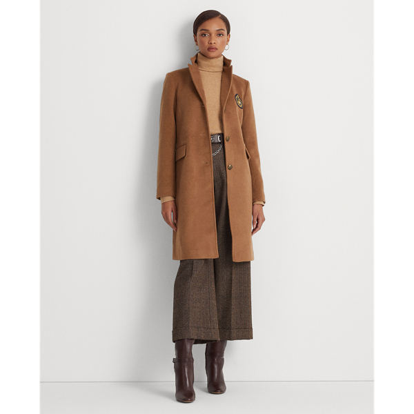 New Vicuna Crest-Patch Wool-Blend Coat Lauren Petite 1