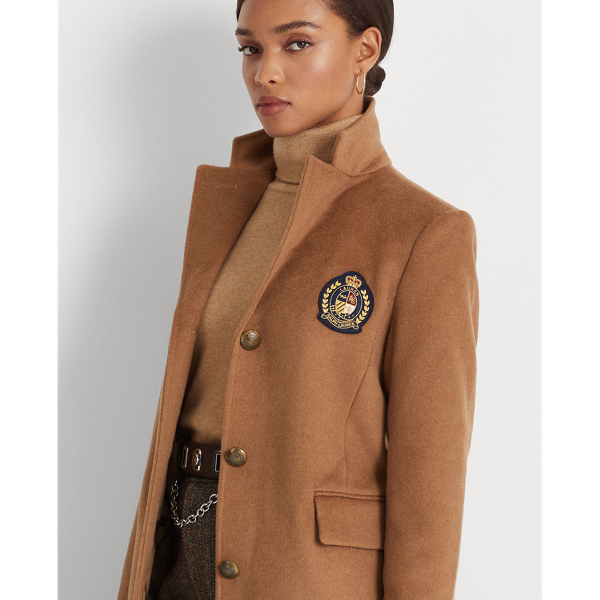 New Vicuna Crest-Patch Wool-Blend Coat Lauren Petite 6