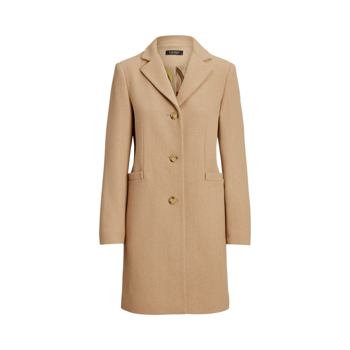 Wool Blend Twill Reefer Coat