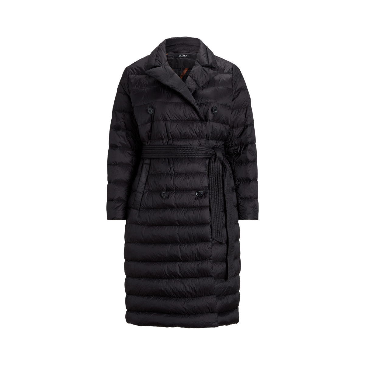 注目【Ralph Lauren】Belted Down Trench Coat in Black Belted Down Trench Coat