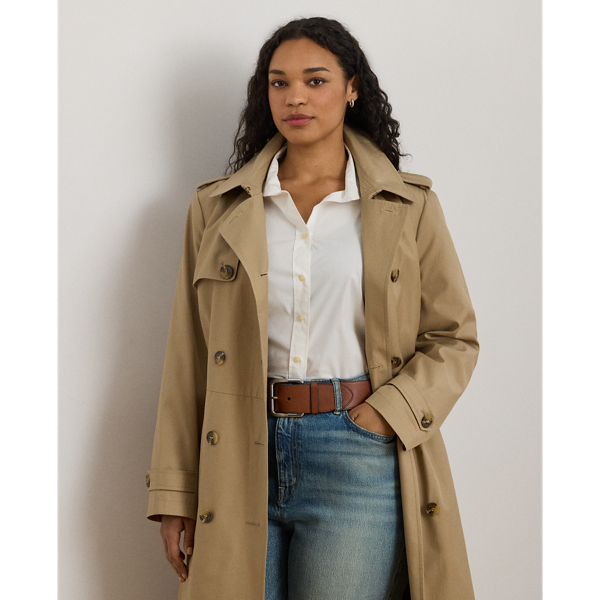 Double-Breasted Cotton-Blend Trench Coat