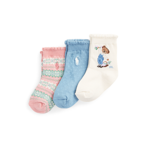 Girls Polo Bear Crew Sock 3 Pack Ralph Lauren