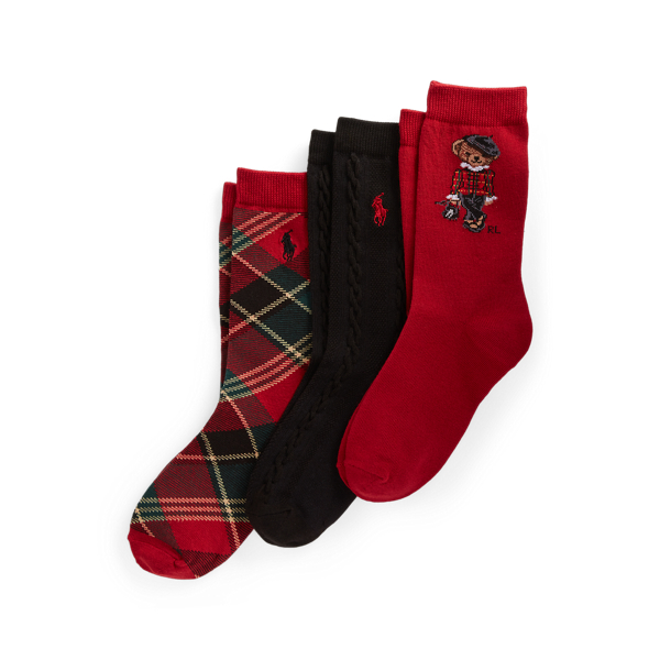 Polo Bear Crew Sock 3-Pack Girls 2-6x 1