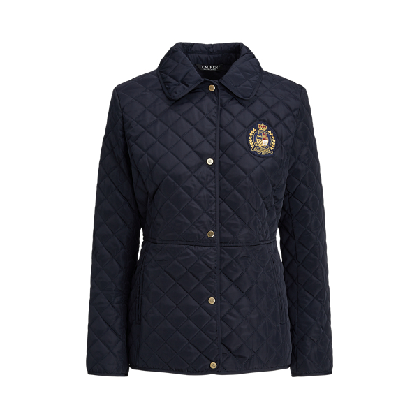 Crest-Patch Diamond-Quilted Jacket