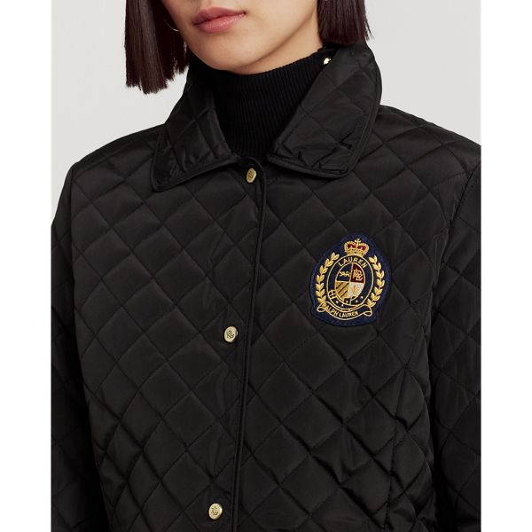 Black Crest-Patch Diamond-Quilted Jacket Lauren 5