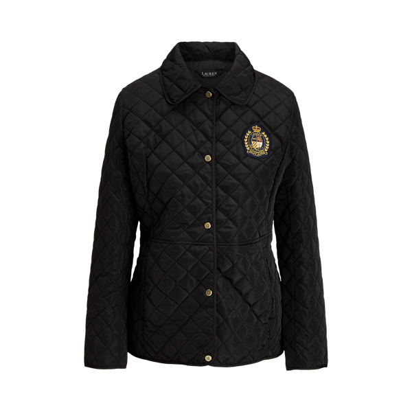 Black Crest-Patch Diamond-Quilted Jacket Lauren 2