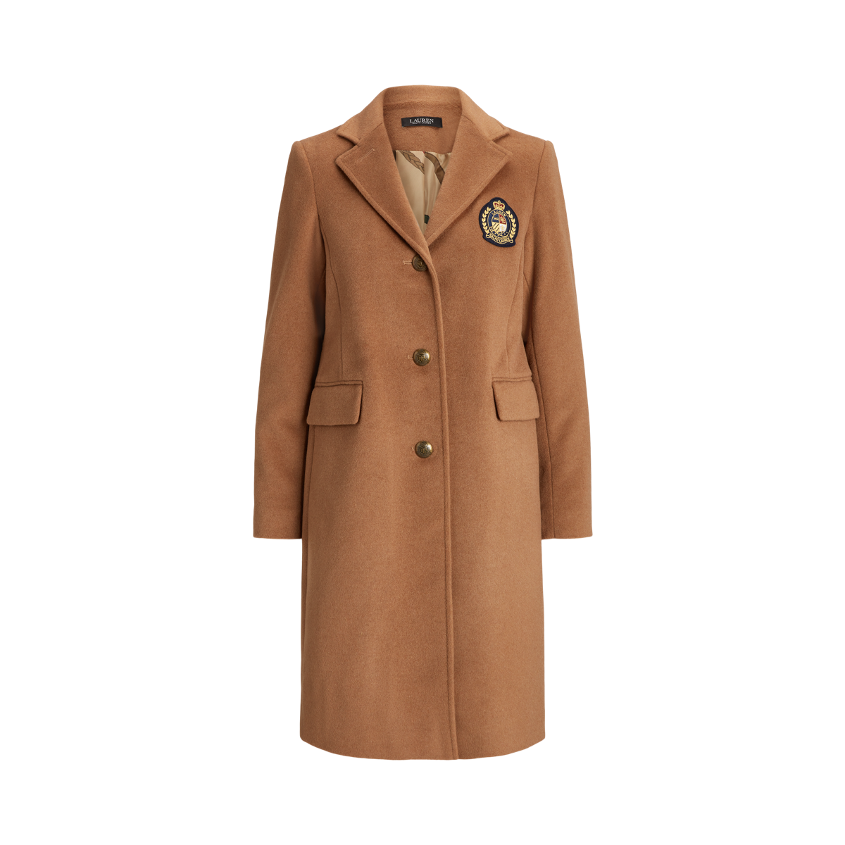 Lauren Ralph Lauren クレスト パッチ ウール ブレンド コート RALPH LAUREN】ロゴ クレストパッチ ウールブレンド コート