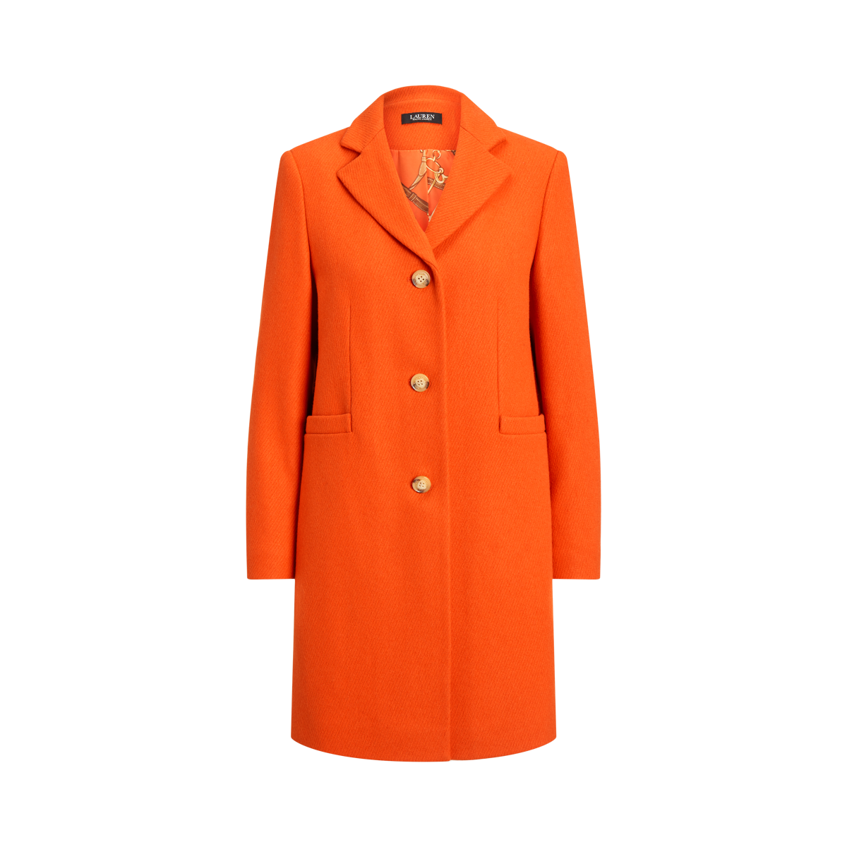 Wool Blend Twill Reefer Coat