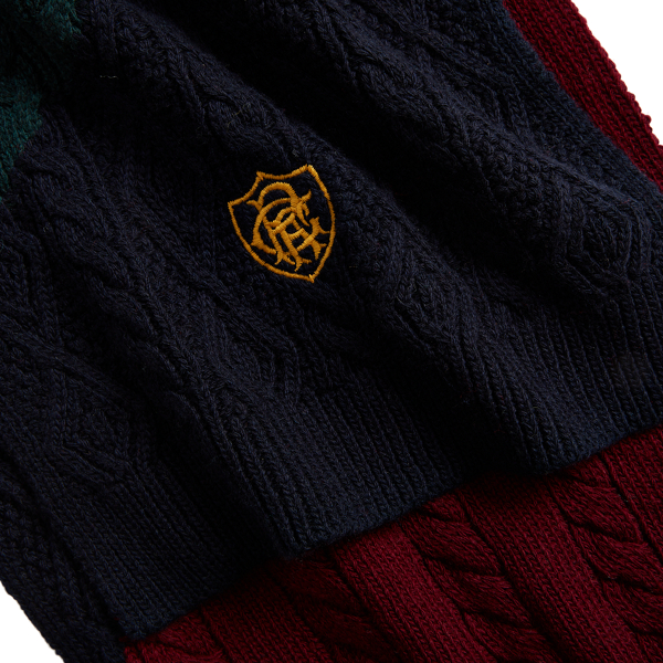 Navy Multi Color-Blocked Cable-Knit Scarf Polo Ralph Lauren 2