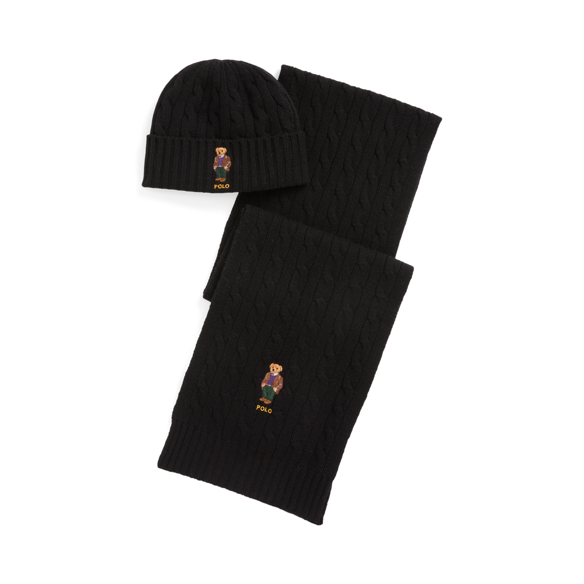 マフラー・ストール Polo Ralph Lauren Navy Blue Wool Polo Bear Scarf Polo RALPH LAUREN Adult ONE SIZE Wool Blend SCARF Blue RL