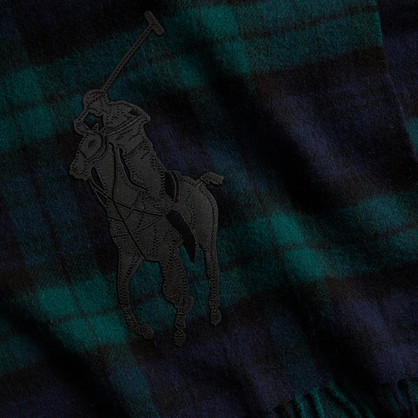 Polo Black Pony-Appliqu&eacute; Plaid Wool Scarf Polo Ralph Lauren 2