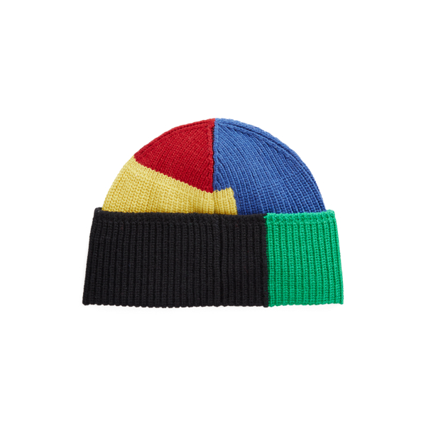 Black Multi Color-Blocked Wool-Blend Beanie Polo Ralph Lauren 2