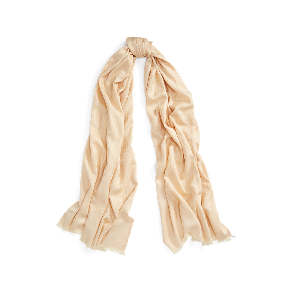Sciarpa misto cotone con logo jacquard Lauren in 1
