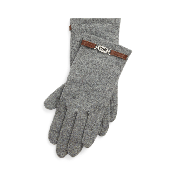 Sheepskin-Trim Wool-Blend Tech Gloves Lauren 1