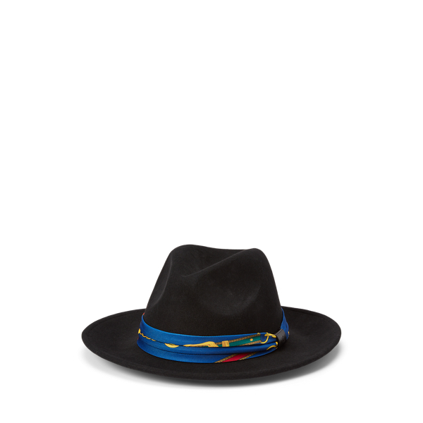 Ribbon-Trim Wool Felt Fedora Lauren 1