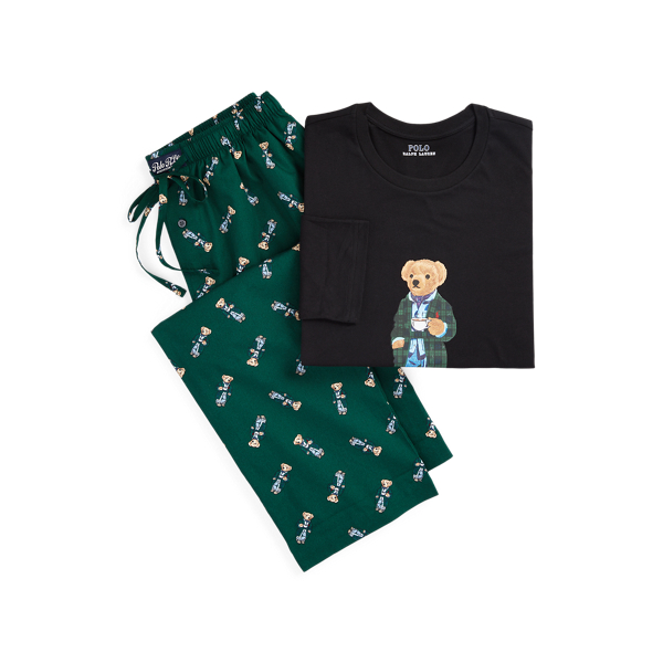 【POLO RALPH LAUREN】Printed cotton sleep set NEW Ralph Lauren Polo Bear GIRL Jersey SLEEP 2 PC SET COTTON