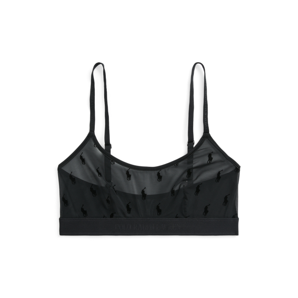 Flocked-Pony Mesh Scoopneck Bralette Polo Ralph Lauren 1