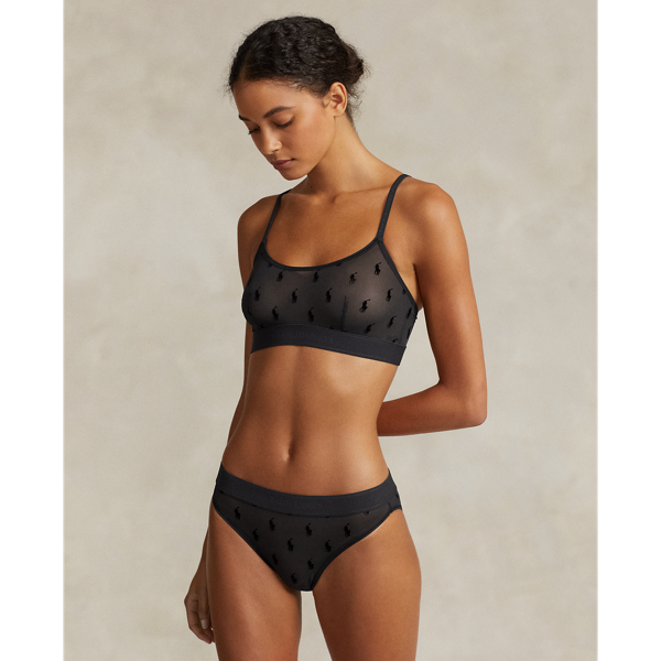 Mesh-Bikini-Slip mit Peaching-Pony Polo Ralph Lauren in Onyx 2