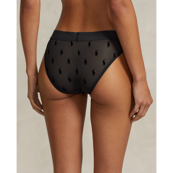 Mesh-Bikini-Slip mit Peaching-Pony Polo Ralph Lauren in Onyx 4