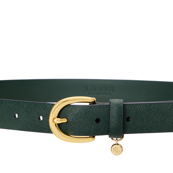 Season Green Charm Crosshatch Leather Belt Lauren 2