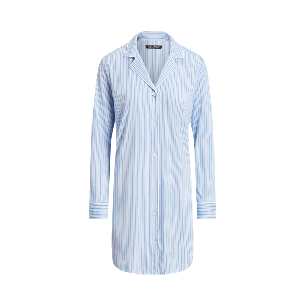 Gestreept katoenen jersey slaapshirt