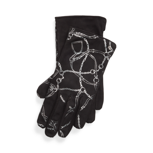 Belting-Print Goat-Suede Gloves Lauren 1