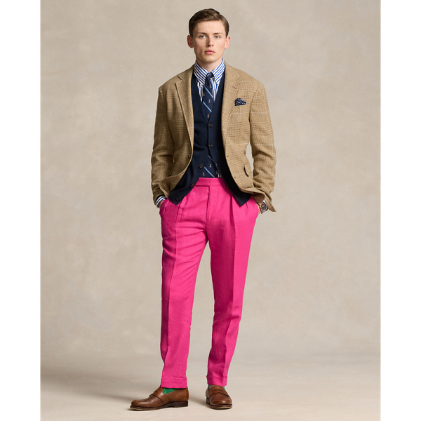 Bright Pink Pleated Linen Trouser Polo Ralph Lauren 1