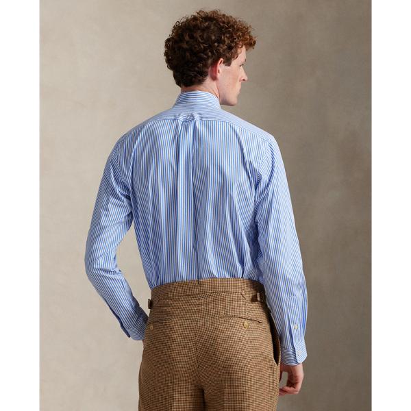 Light Blue/White Classic Fit Striped Stretch Poplin Shirt Polo Ralph Lauren 5