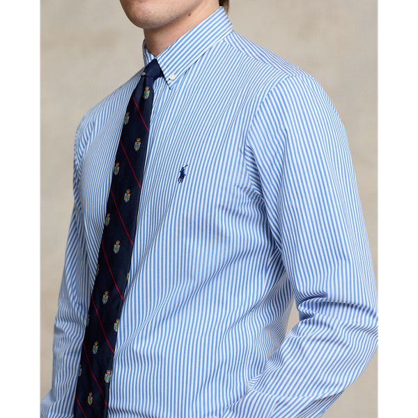 Slim Fit Striped Stretch Poplin Shirt