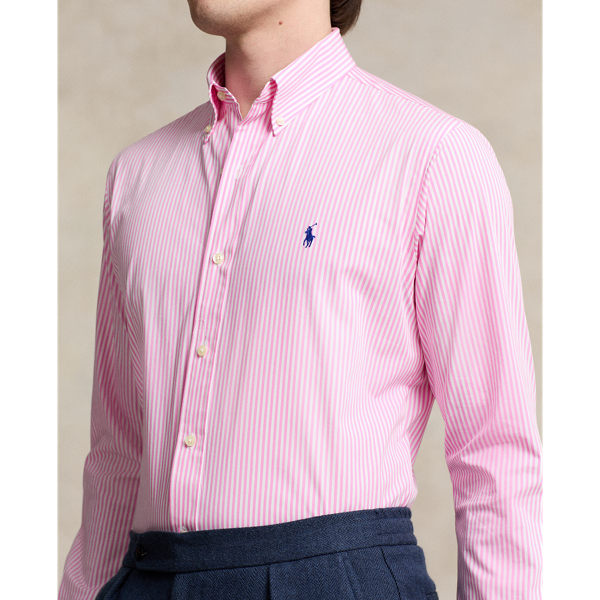 Slim Fit Striped Stretch Poplin Shirt