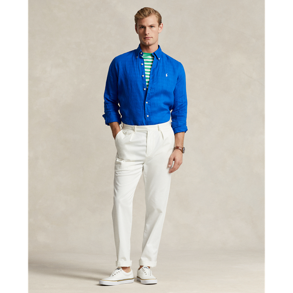 Heritage Blue Classic Fit Linen Shirt Polo Ralph Lauren 4