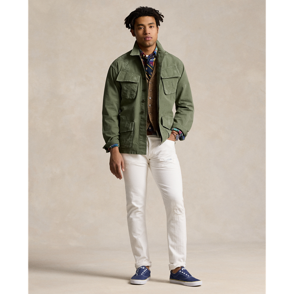 Olive Classic Fit Distressed Ripstop Shirt Polo Ralph Lauren 4