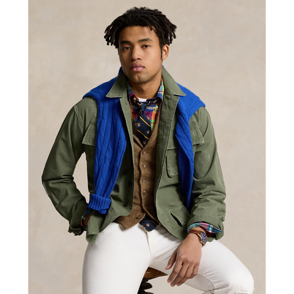 Olive Classic Fit Distressed Ripstop Shirt Polo Ralph Lauren 7