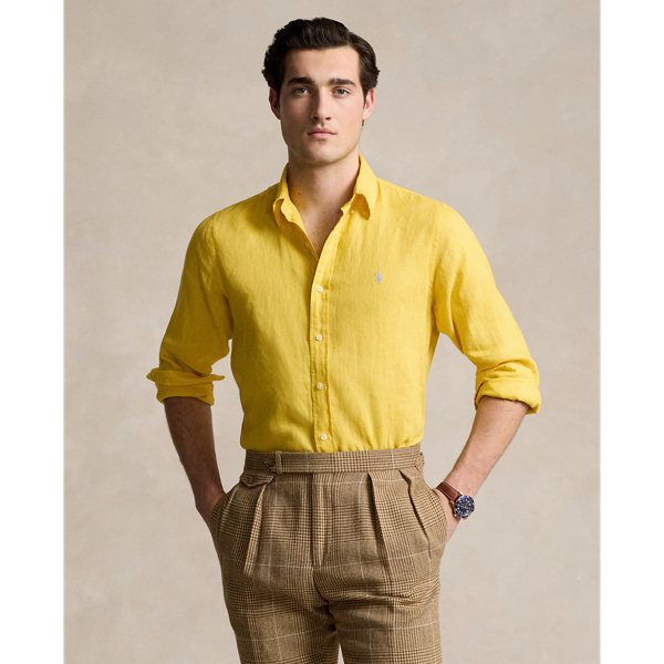 Sunfish Yellow Slim Fit Linen Shirt Polo Ralph Lauren 1