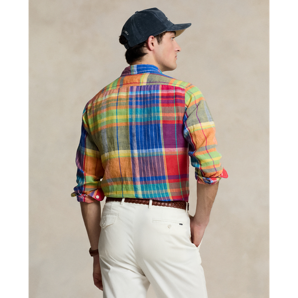 Red/Yellow Multi Classic Fit Plaid Linen Workshirt Polo Ralph Lauren 5