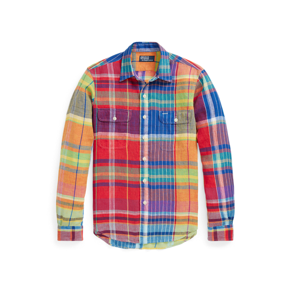 Camisa de linho em xadrez Classic Fit Polo Ralph Lauren em 1