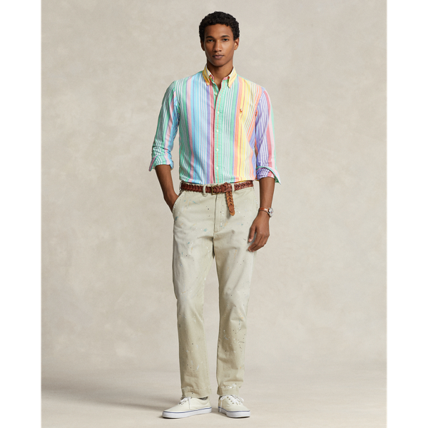 Green/Yellow Multi Classic Fit Striped Oxford Shirt Polo Ralph Lauren 4