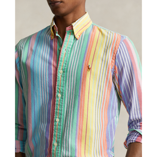Green/Yellow Multi Classic Fit Striped Oxford Shirt Polo Ralph Lauren 6